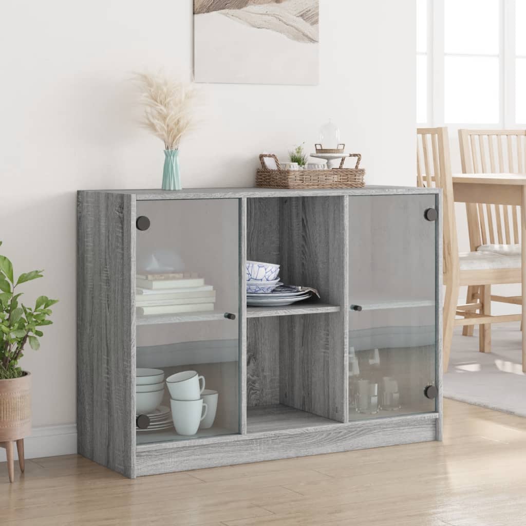 Servanta, gri sonoma, 102x37x75,5 cm, lemn prelucrat — imaginea 3