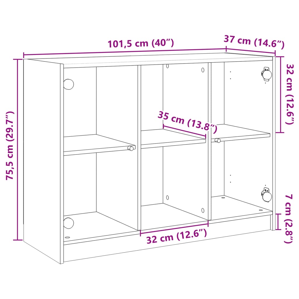 Servanta, gri sonoma, 102x37x75,5 cm, lemn prelucrat — imaginea 11