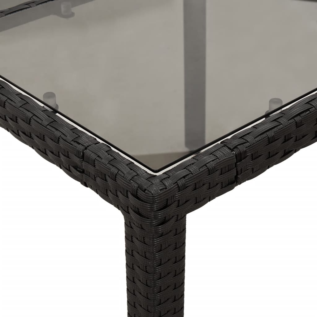 Set mobilier de gradina cu perne 5 piese negru poliratan&sticla — imaginea 6