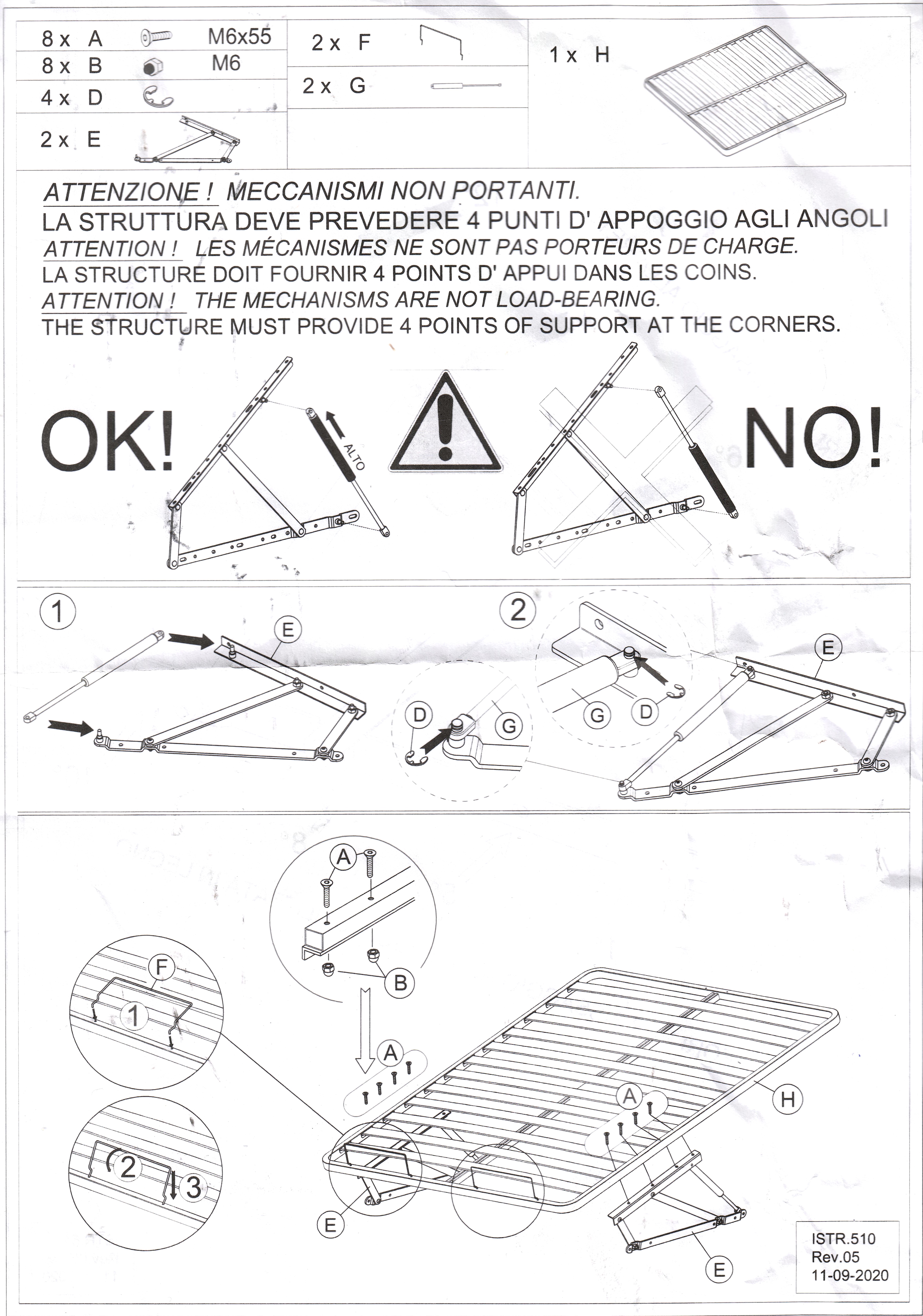 Somiera pat Sanremo 160x190, cu sistem rabatare, cadru metal, 12 lamele