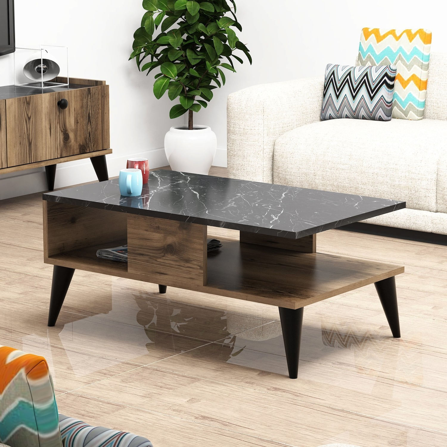 Masuta cafea Lidya - Hanah Home, nuc/marmura — imaginea 4