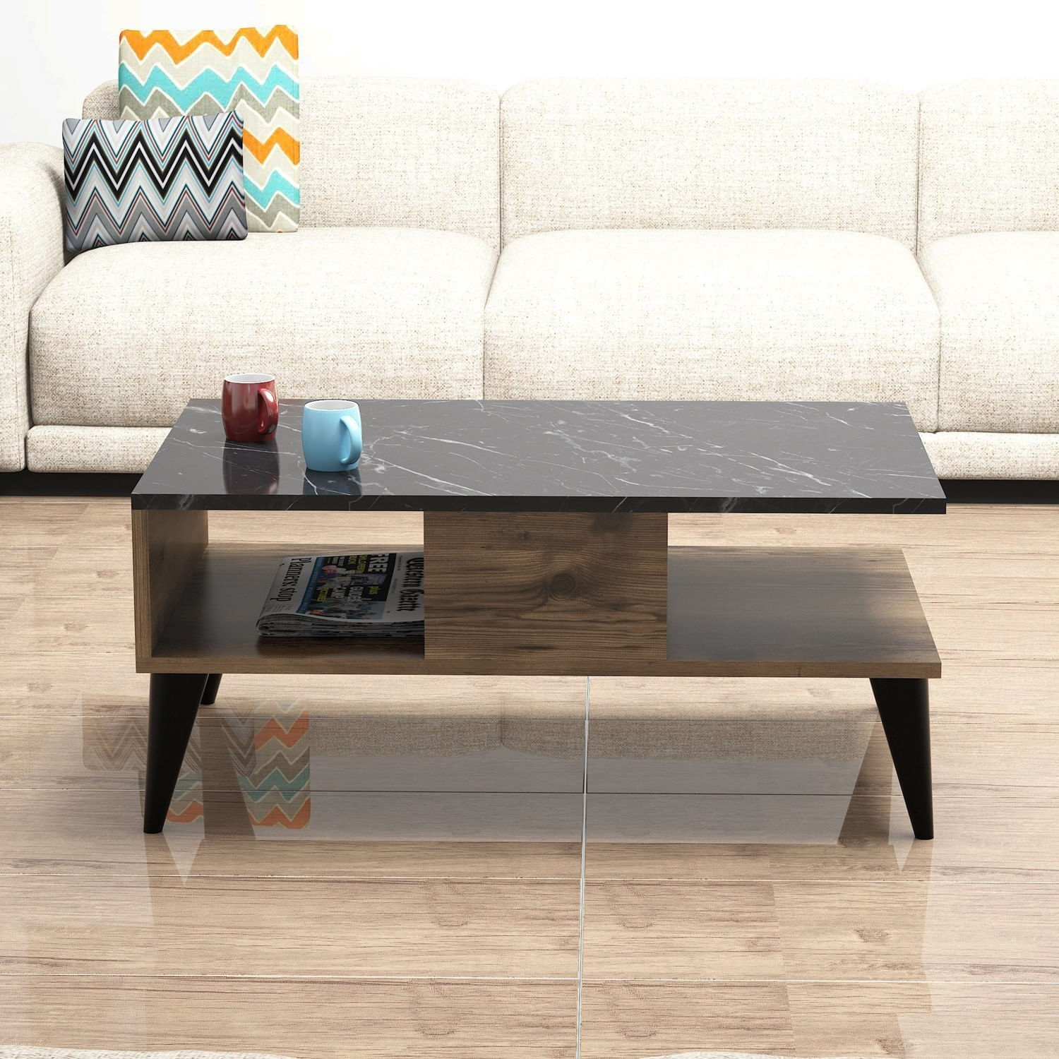 Masuta cafea Lidya - Hanah Home, nuc/marmura — imaginea 5