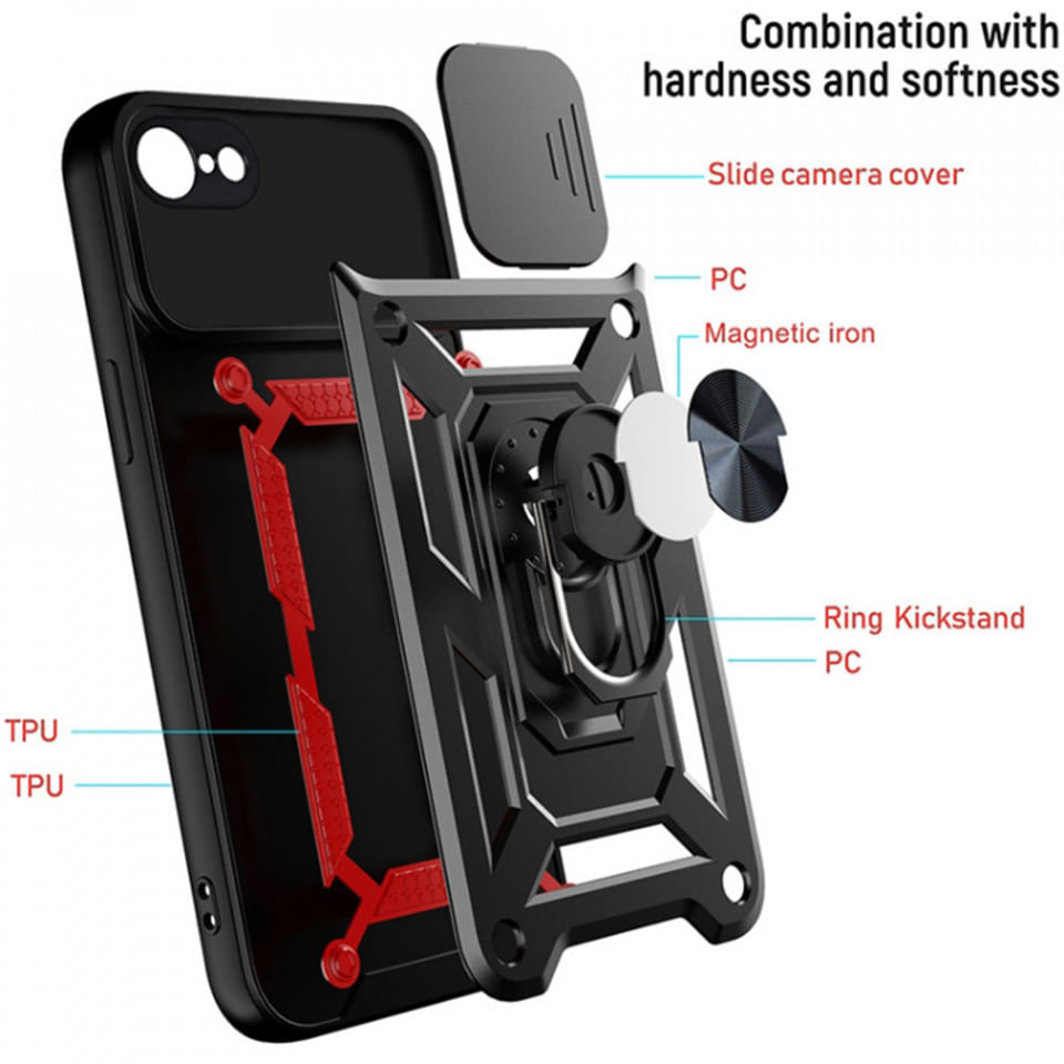 Husa pentru iPhone 7 / 8 / SE 2, SE 2020 / SE 3, SE 2022 - Techsuit CamShield Series - Black - 3 | YEO