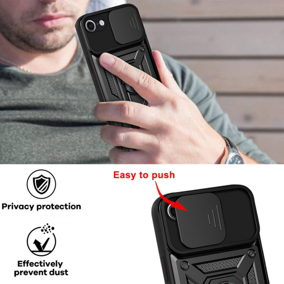 Husa pentru iPhone 7 / 8 / SE 2, SE 2020 / SE 3, SE 2022 - Techsuit CamShield Series - Black - 4 | YEO