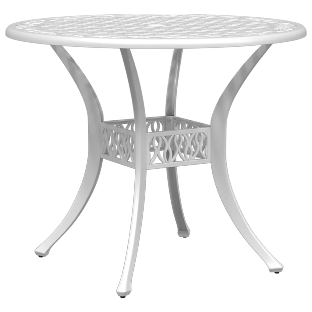 Set mobilier de gradina, 5 piese, alb, aluminiu turnat — imaginea 3