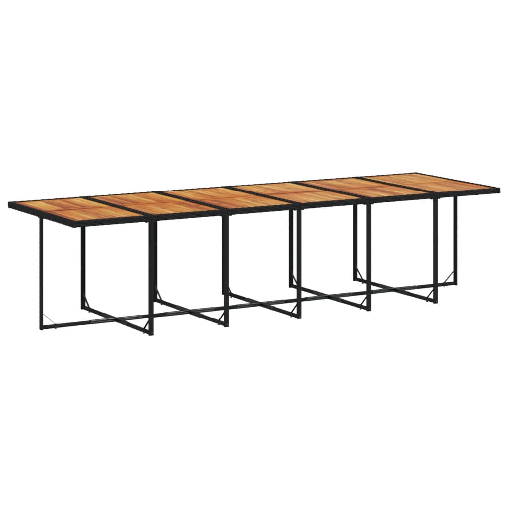 Set mobilier de gradina cu perne, 13 piese, negru, poliratan — imaginea 4
