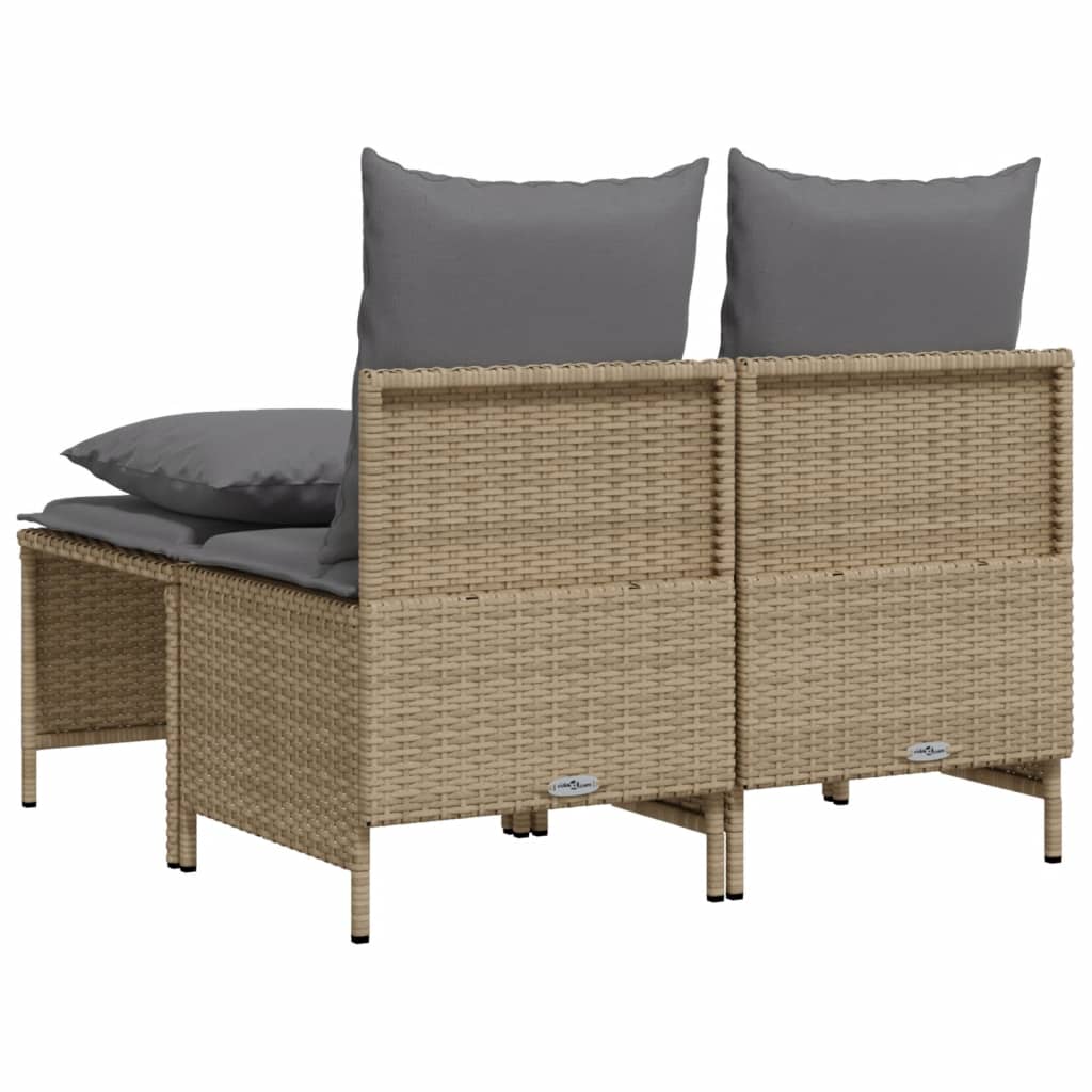 Set canapele de gradina, 4 piese, cu perne, bej, poliratan — imaginea 5