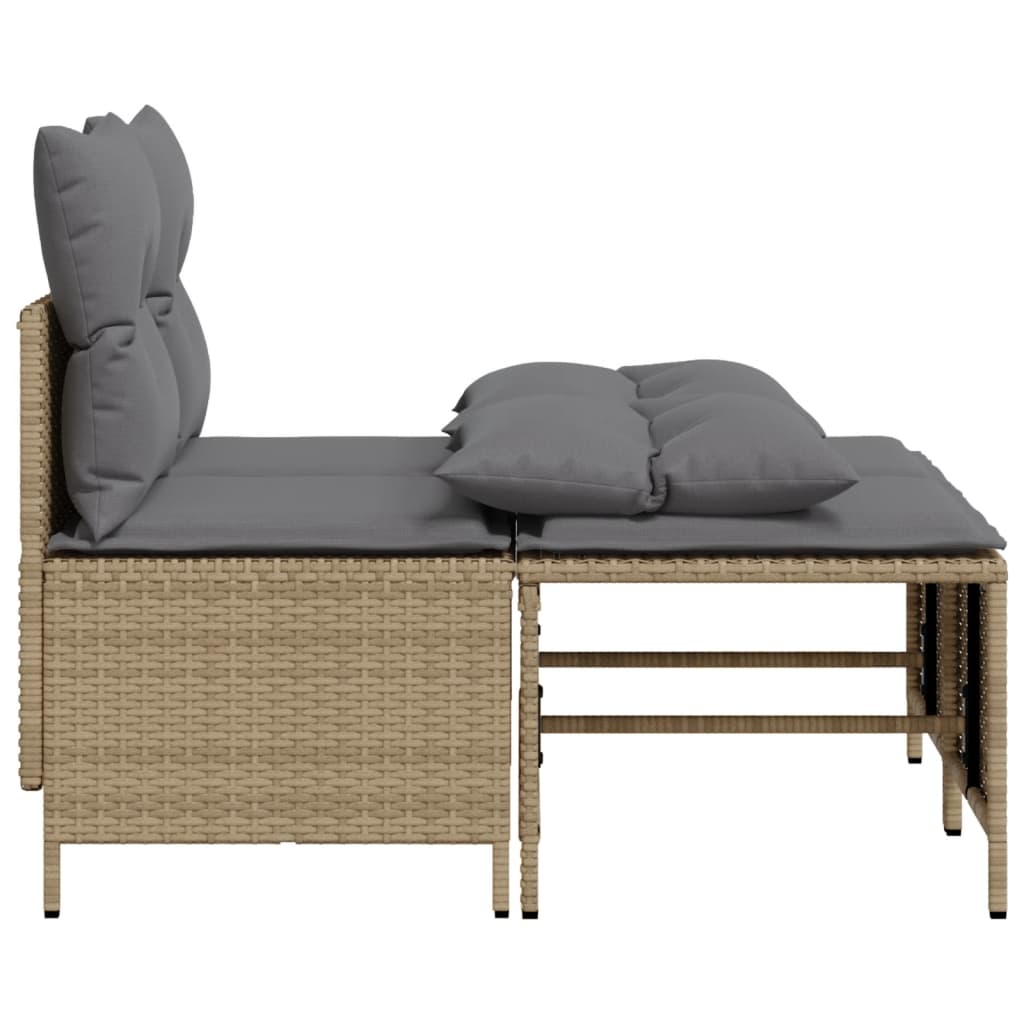 Set canapele de gradina, 4 piese, cu perne, bej, poliratan — imaginea 4