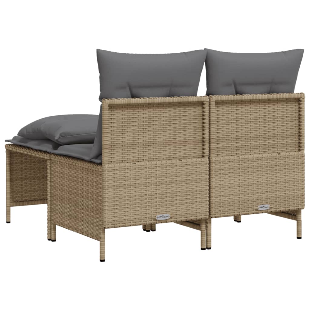 Set canapele de gradina, 4 piese, cu perne, bej, poliratan — imaginea 5