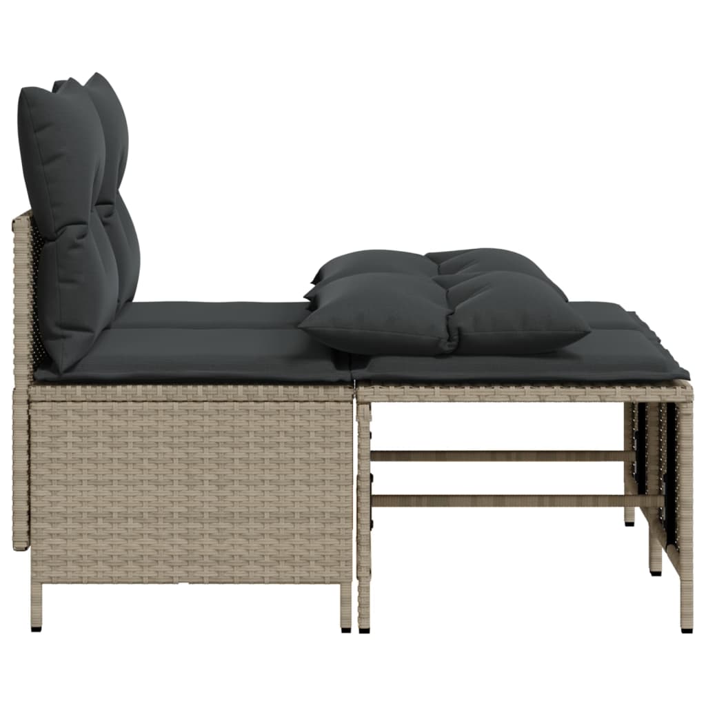 Set canapea de gradina cu perne, 4 piese, gri deschis poliratan — imaginea 4