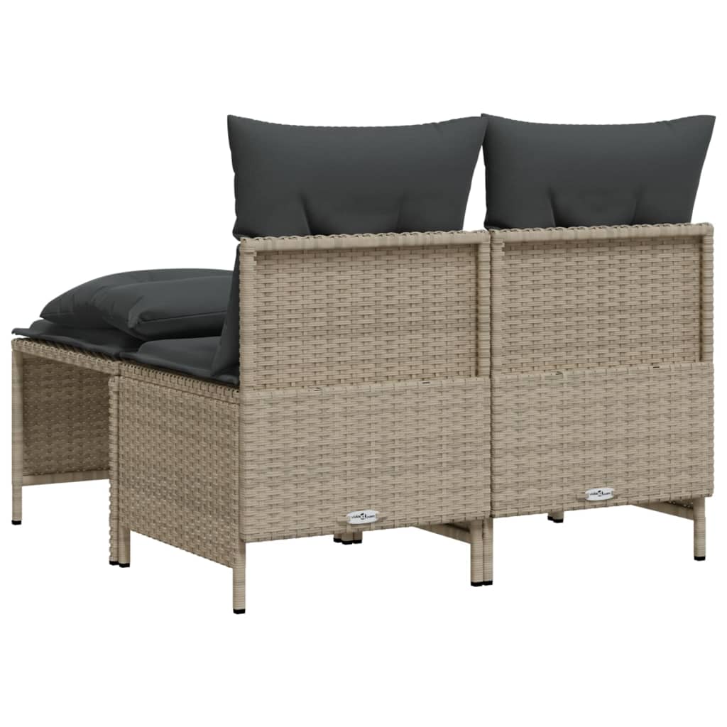 Set canapea de gradina cu perne, 4 piese, gri deschis poliratan — imaginea 5