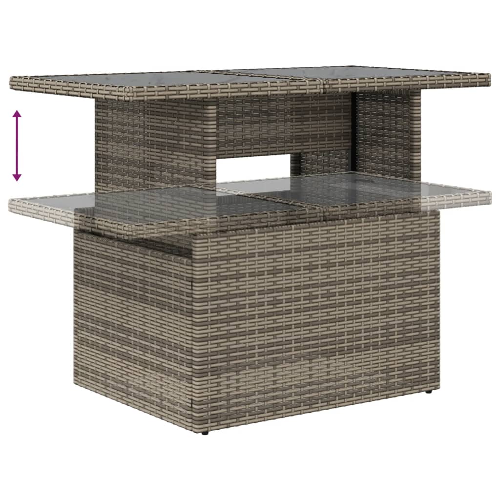 Set canapele de gradina, 7 piese, cu perne, gri, poliratan — imaginea 6