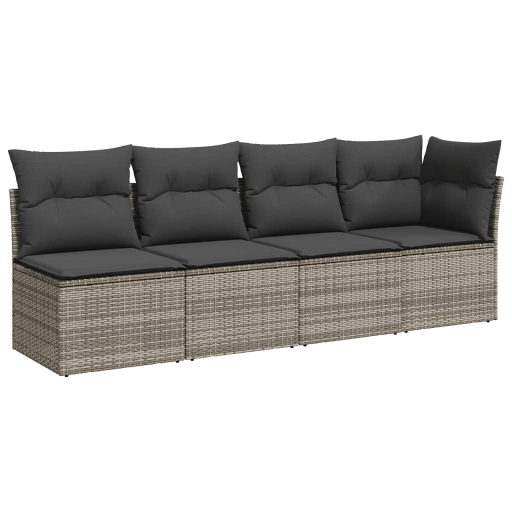 Set canapele de gradina cu perne, 8 piese, gri, poliratan — imaginea 4