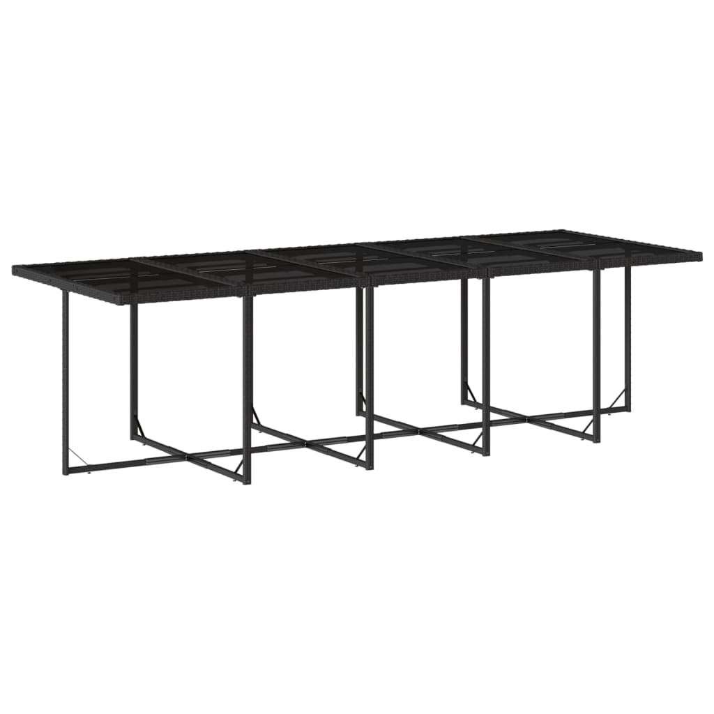Set mobilier de exterior cu perne, 11 piese, negru, poliratan — imaginea 4