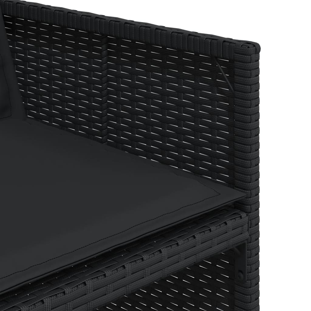 Set mobilier de exterior cu perne, 11 piese, negru, poliratan — imaginea 8