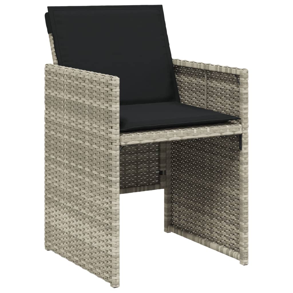 Set mobilier de gradina cu perne 11 piese gri deschis poliratan — imaginea 5