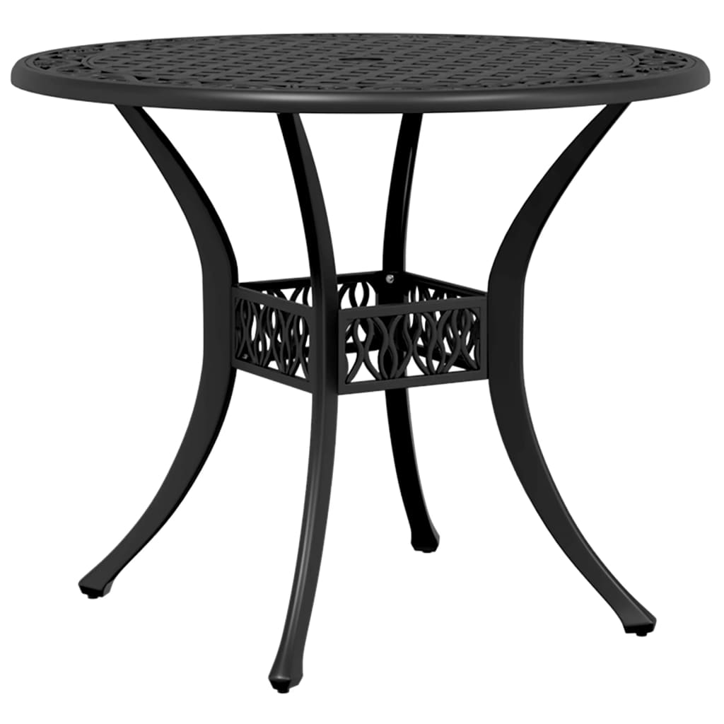 Set mobilier bistro, 3 piese, negru, aluminiu turnat — imaginea 3