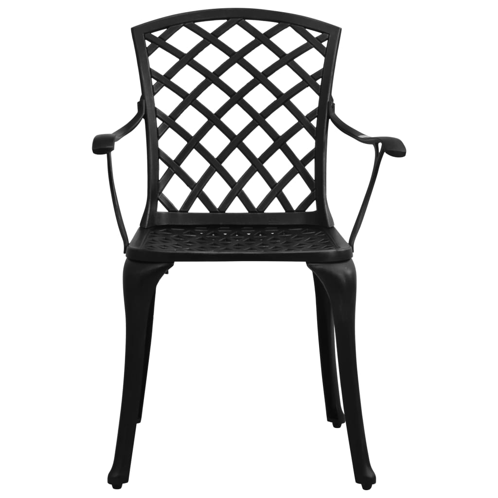 Set mobilier bistro, 3 piese, negru, aluminiu turnat — imaginea 8