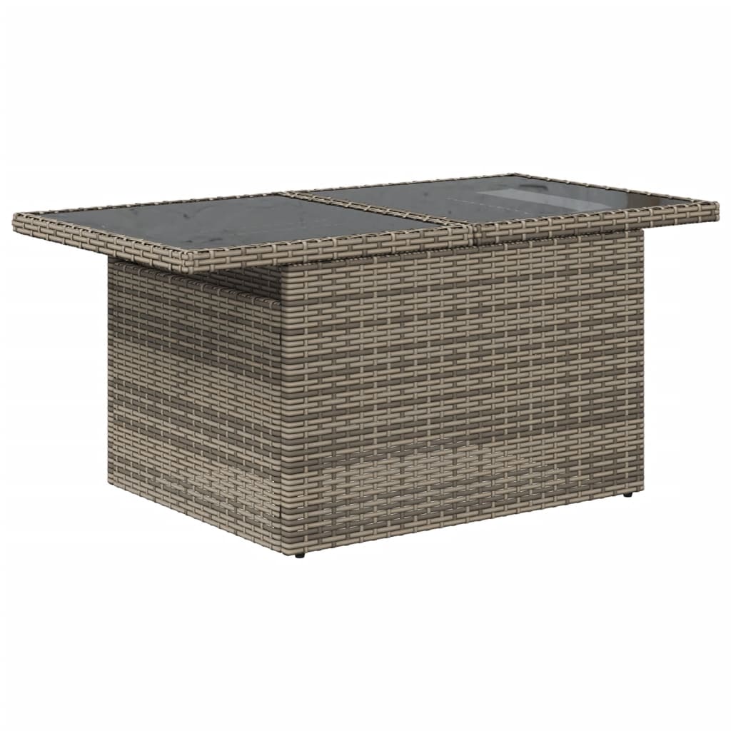 Set canapea de gradina cu perne, 5 piese, gri, poliratan — imaginea 4