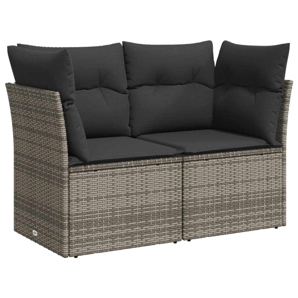 Set mobilier de gradina cu perne, 10 piese, gri, poliratan — imaginea 5