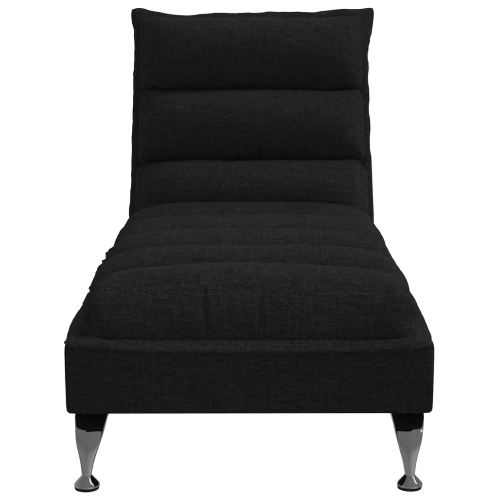 Sezlong cu perne, negru, material textil — imaginea 4