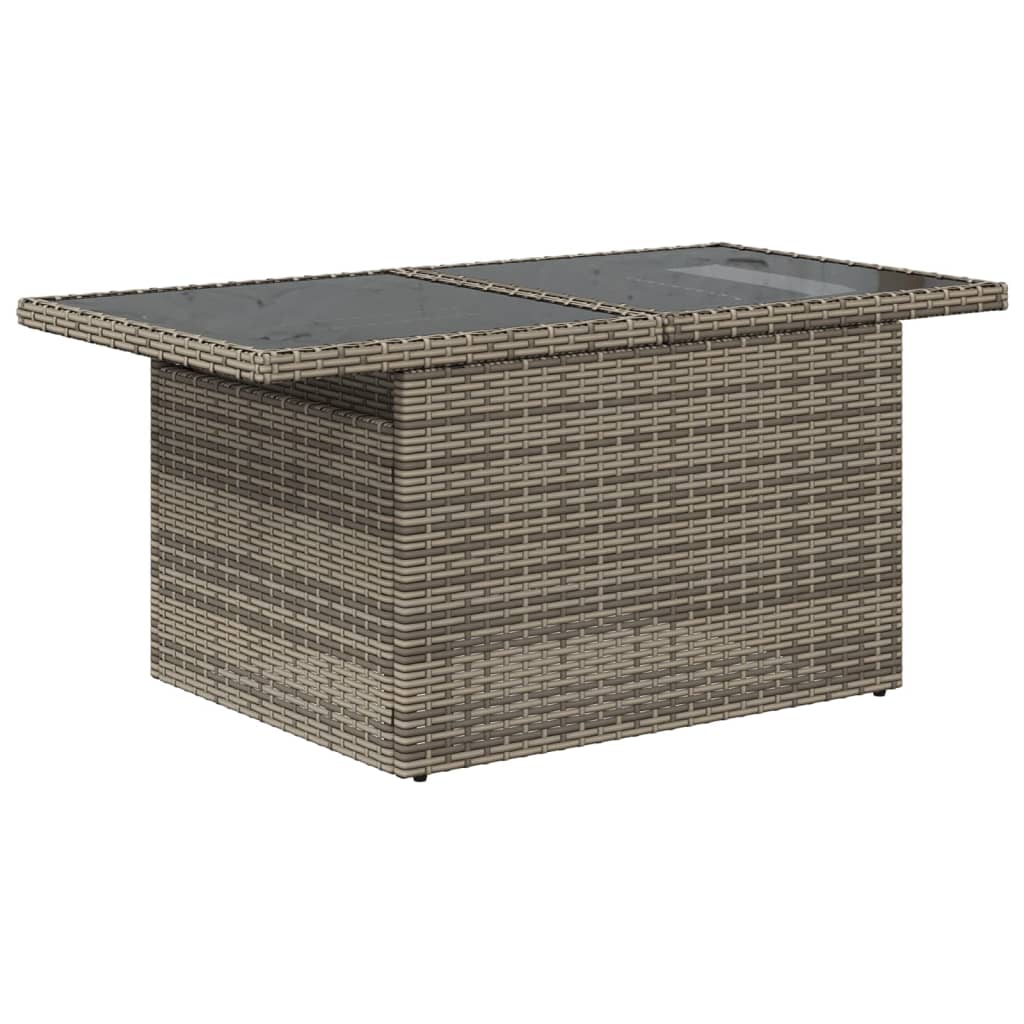 Set mobilier de gradina cu perne, 10 piese, gri, poliratan — imaginea 6