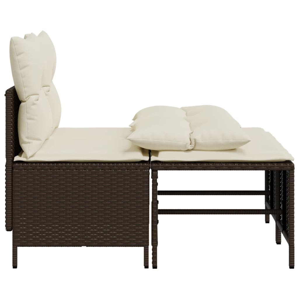 Set canapele de gradina, 4 piese, cu perne, maro poliratan maro — imaginea 4