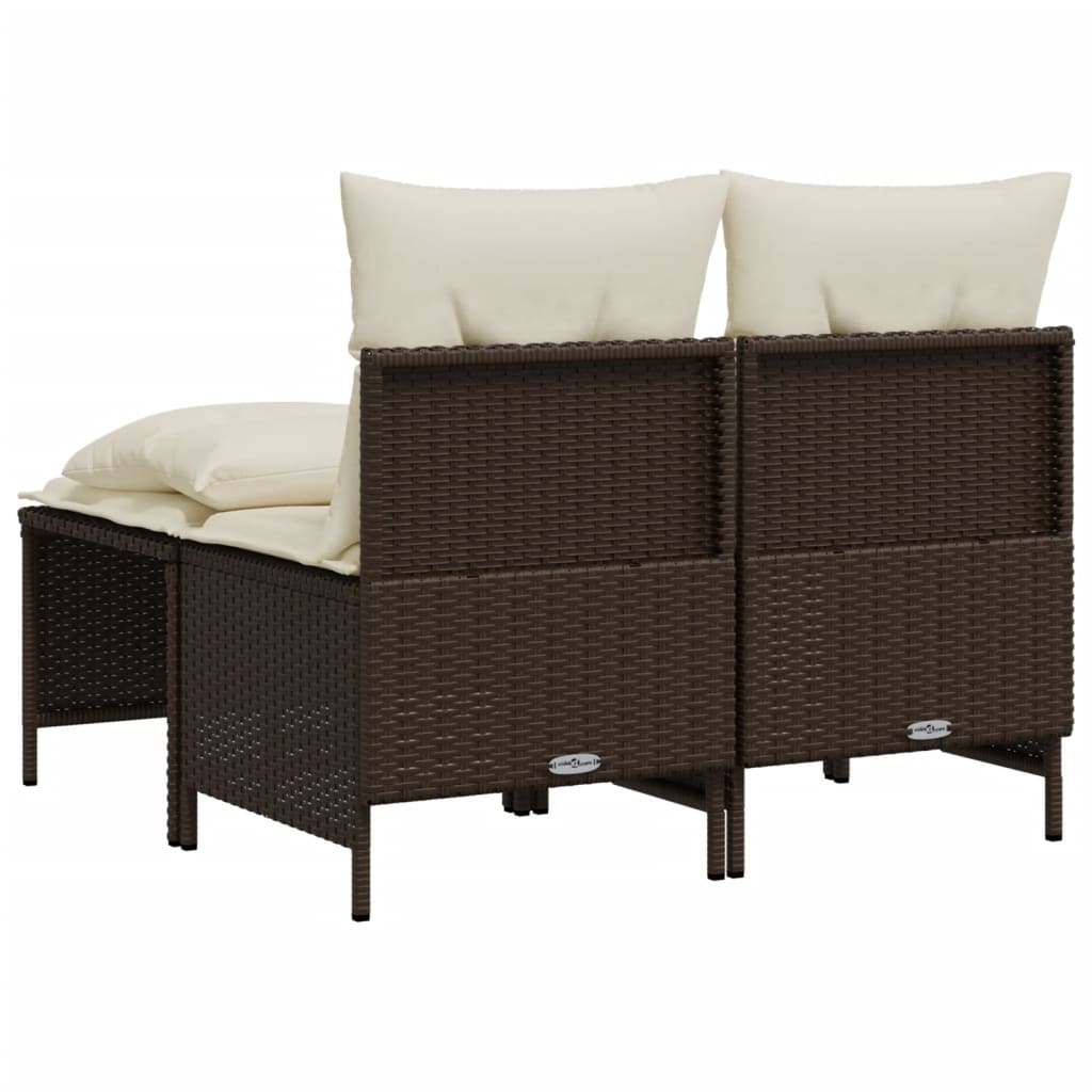 Set canapele de gradina, 4 piese, cu perne, maro poliratan maro — imaginea 5