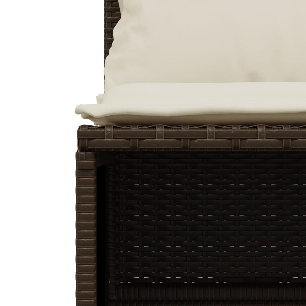Set canapele de gradina, 4 piese, cu perne, maro poliratan maro — imaginea 6