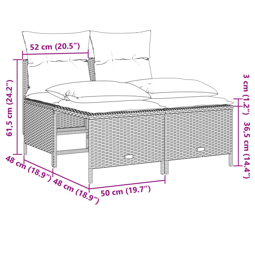 Set canapele de gradina, 4 piese, cu perne, maro poliratan maro — imaginea 7