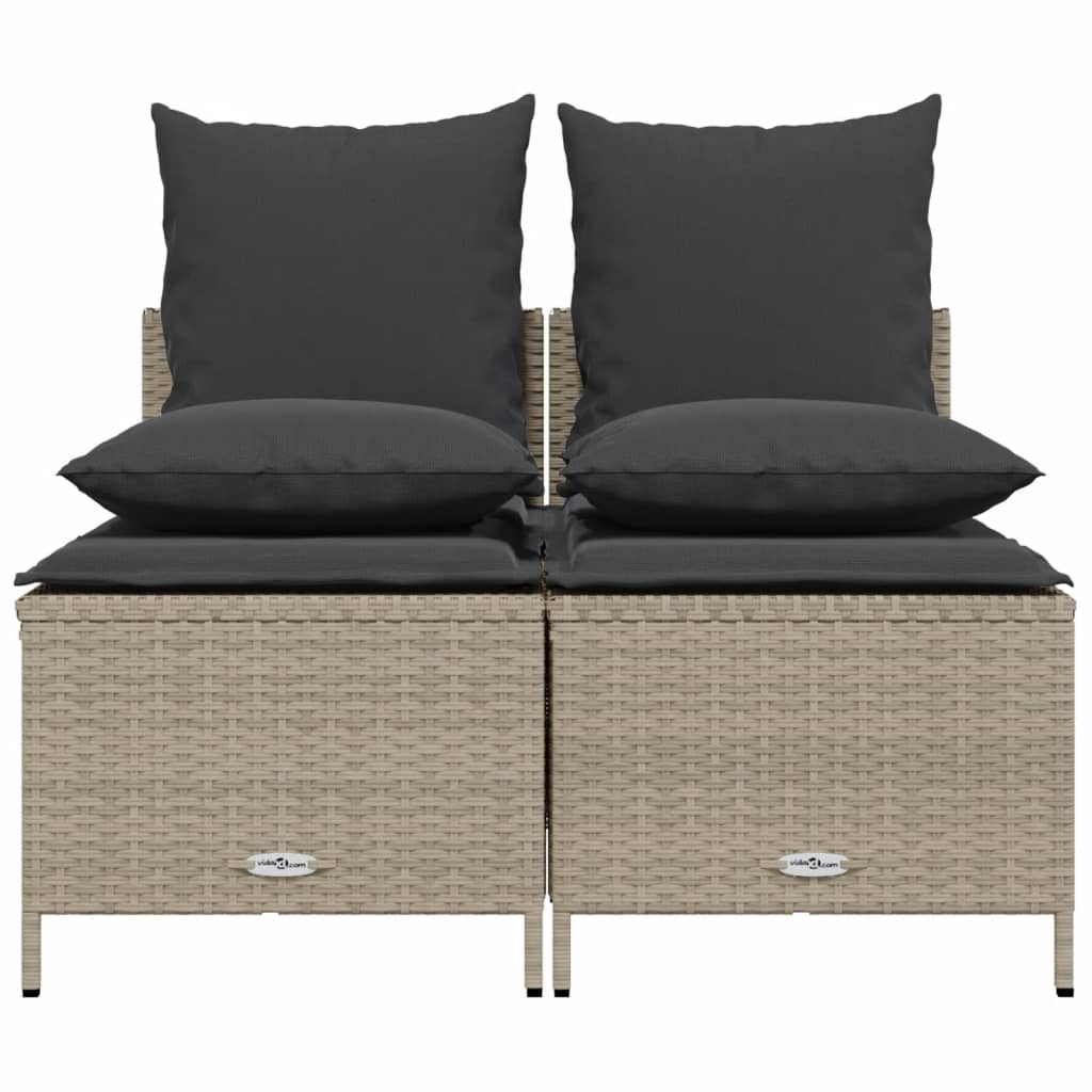 Set canapea de gradina cu perne, 4 piese, gri deschis poliratan — imaginea 3