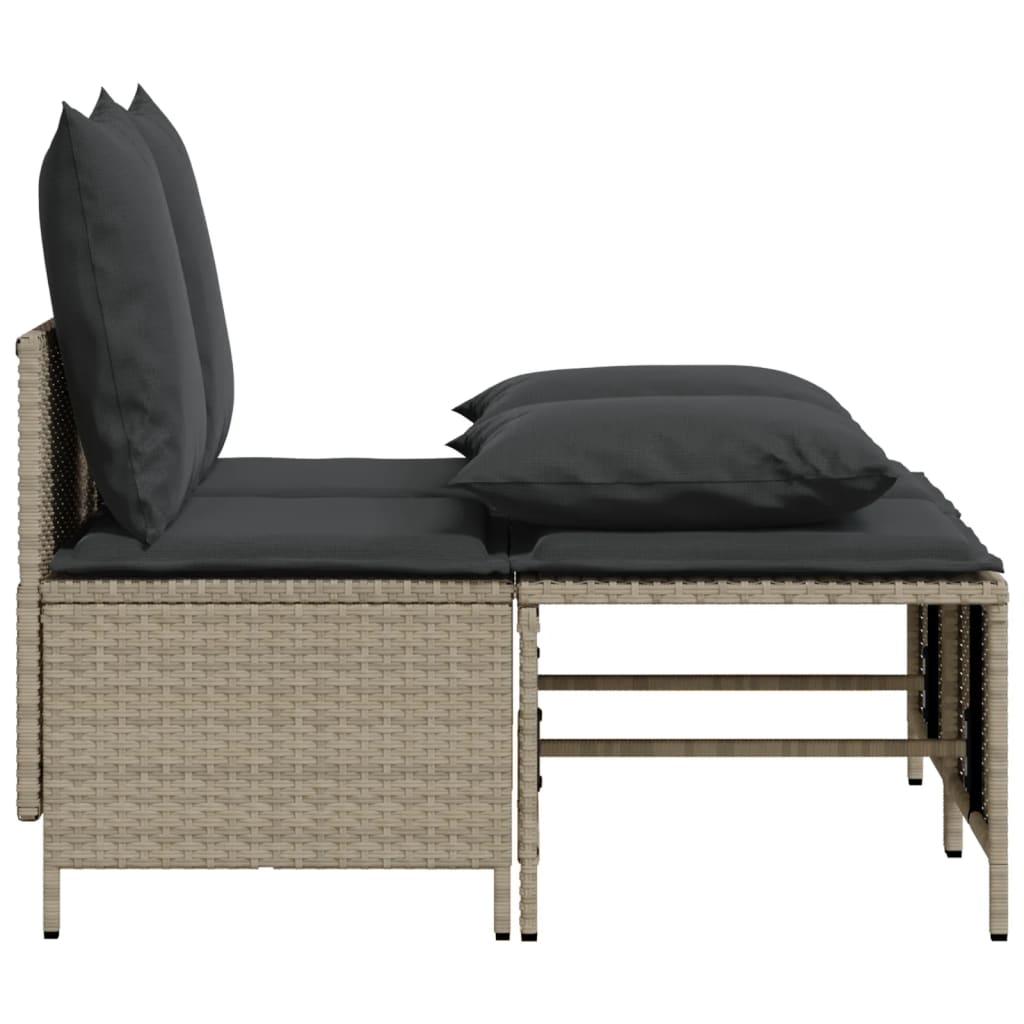 Set canapea de gradina cu perne, 4 piese, gri deschis poliratan — imaginea 4