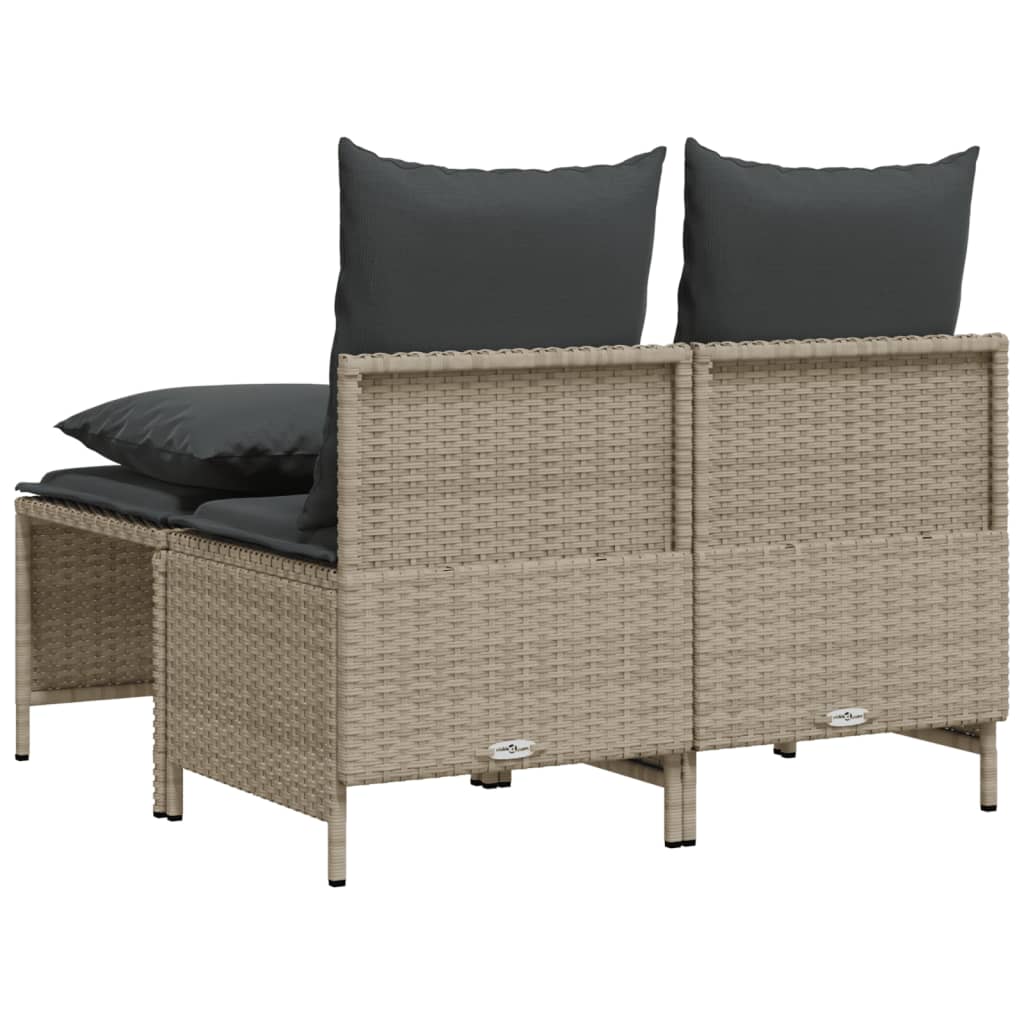 Set canapea de gradina cu perne, 4 piese, gri deschis poliratan — imaginea 5