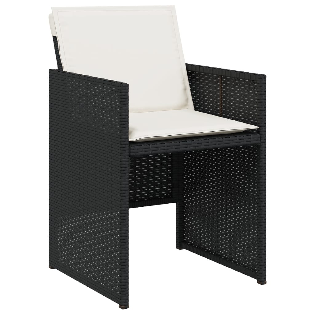 Set mobilier de gradina cu perne, 7 piese, negru, poliratan — imaginea 5