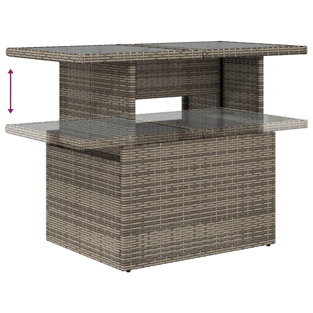 Set mobilier gradina cu perne, 6 piese, gri, poliratan — imaginea 7