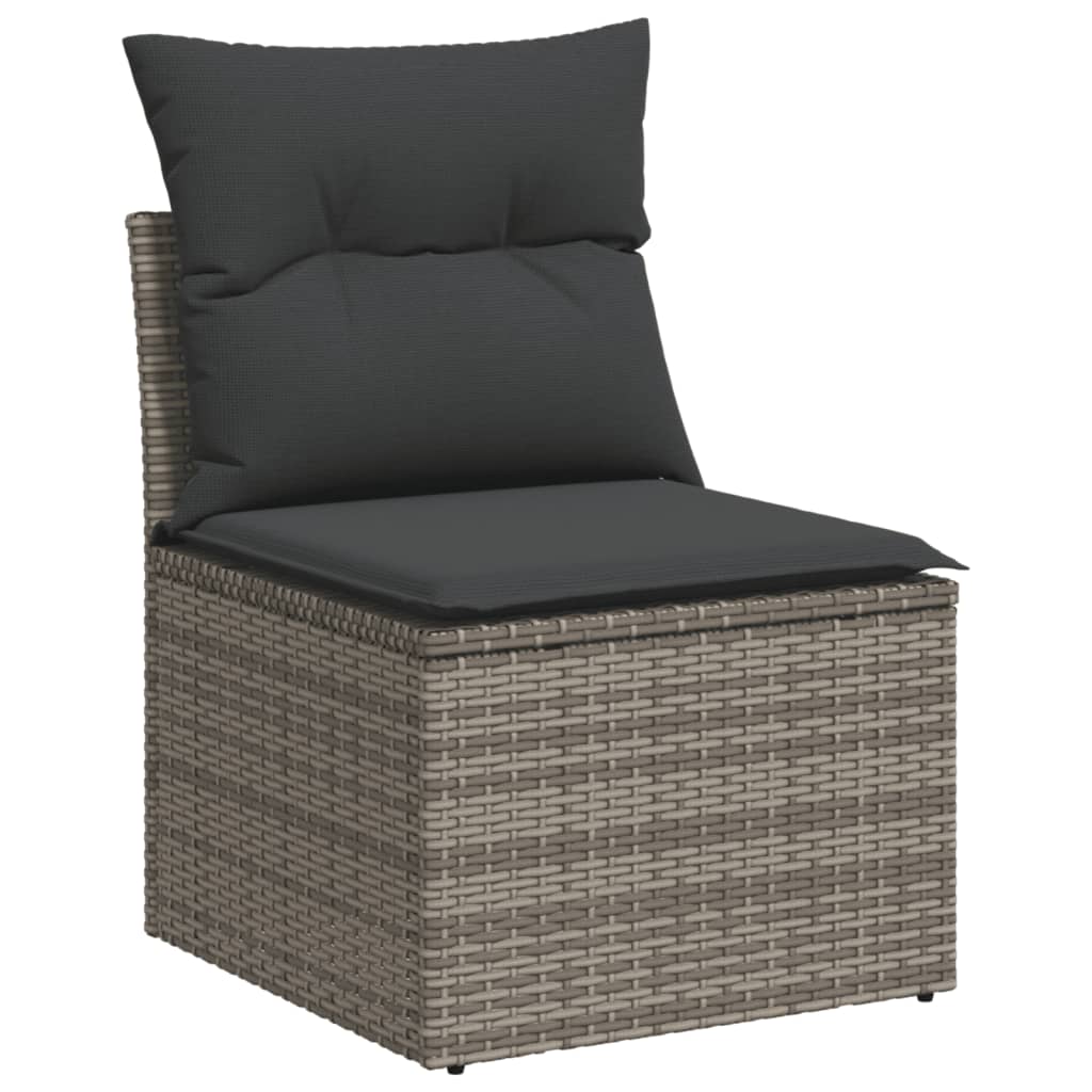 Set mobilier de gradina cu perne, 10 piese, gri, poliratan — imaginea 7
