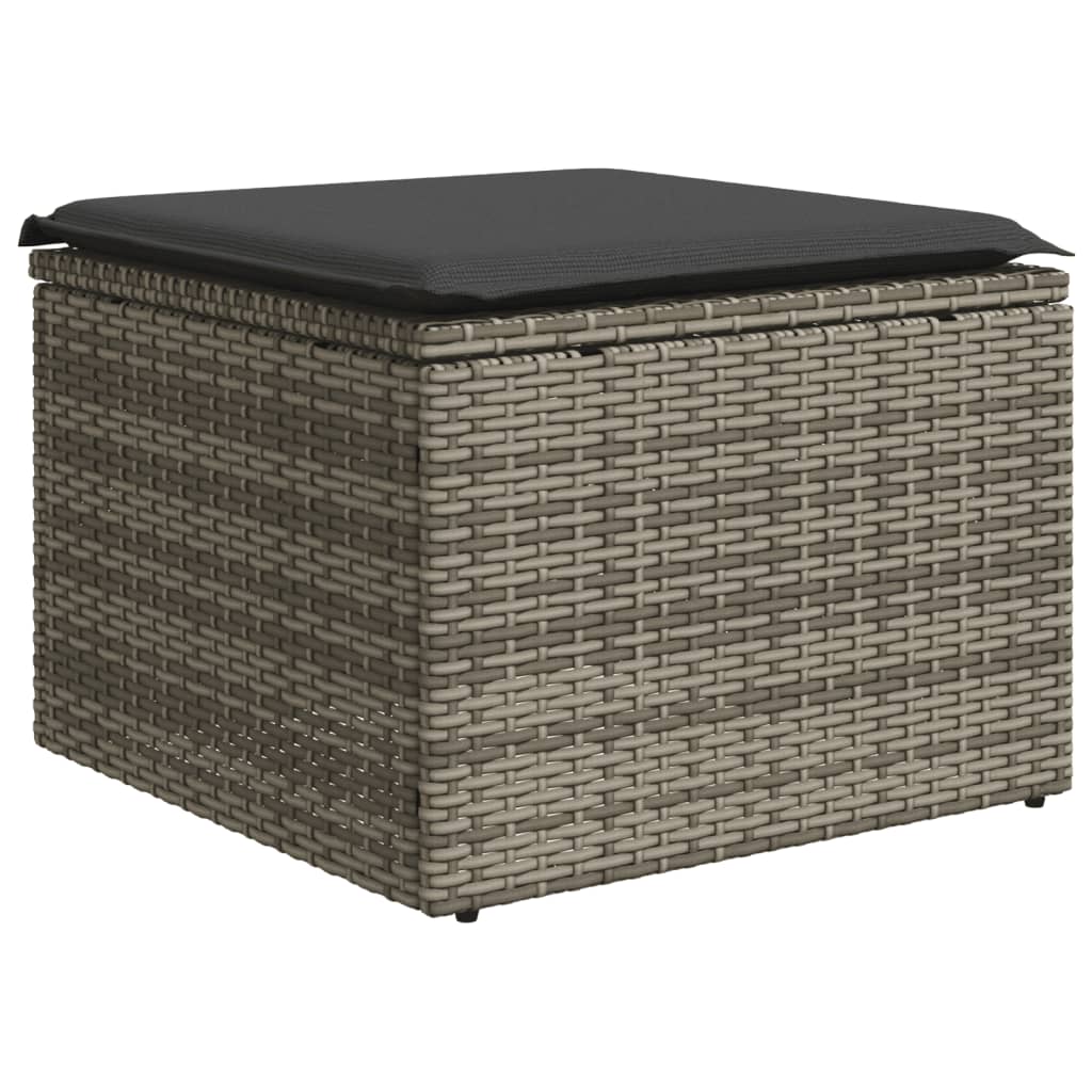 Set mobilier gradina cu perne, 6 piese, gri, poliratan — imaginea 4