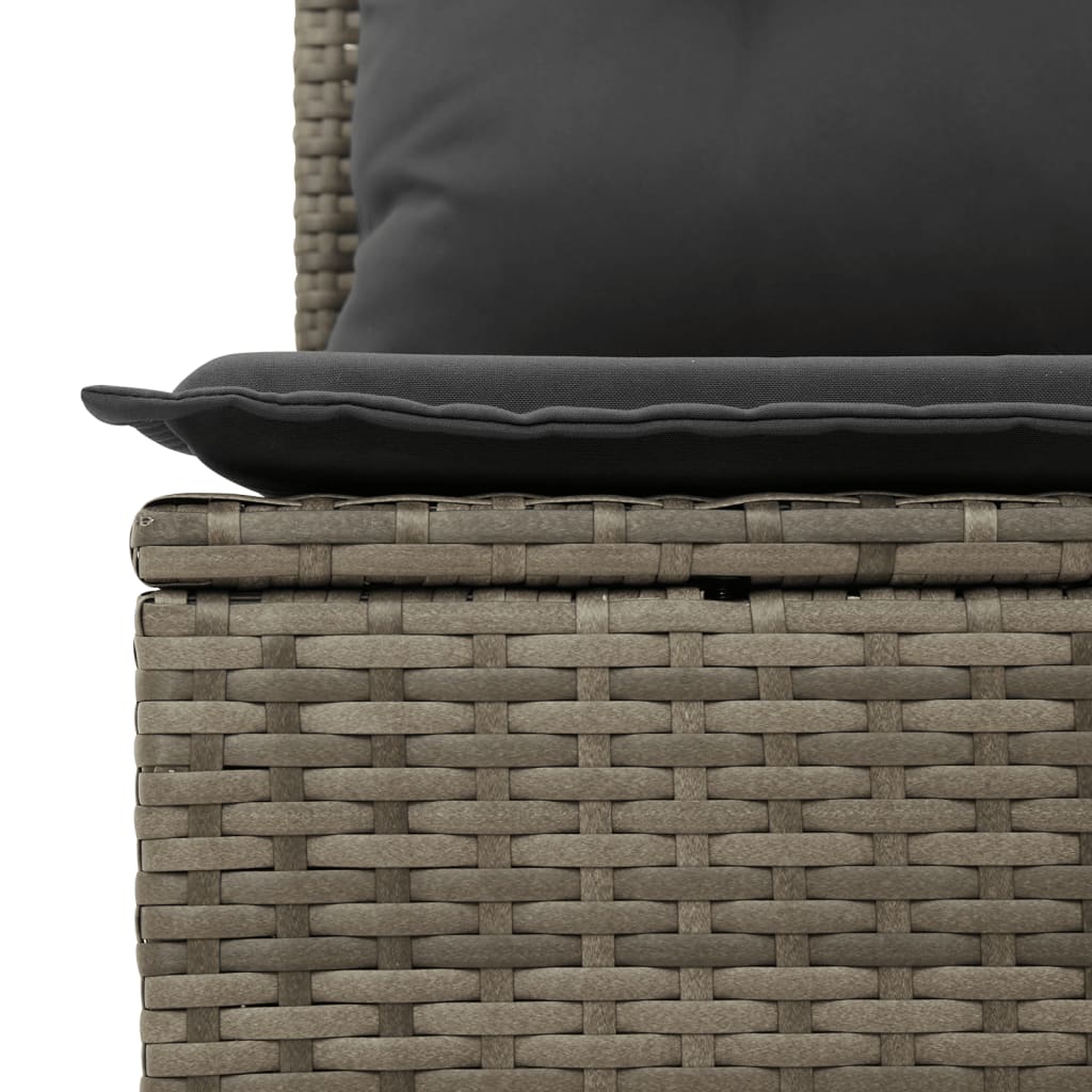 Set canapele de gradina cu perne, 11 piese, gri, poliratan — imaginea 9
