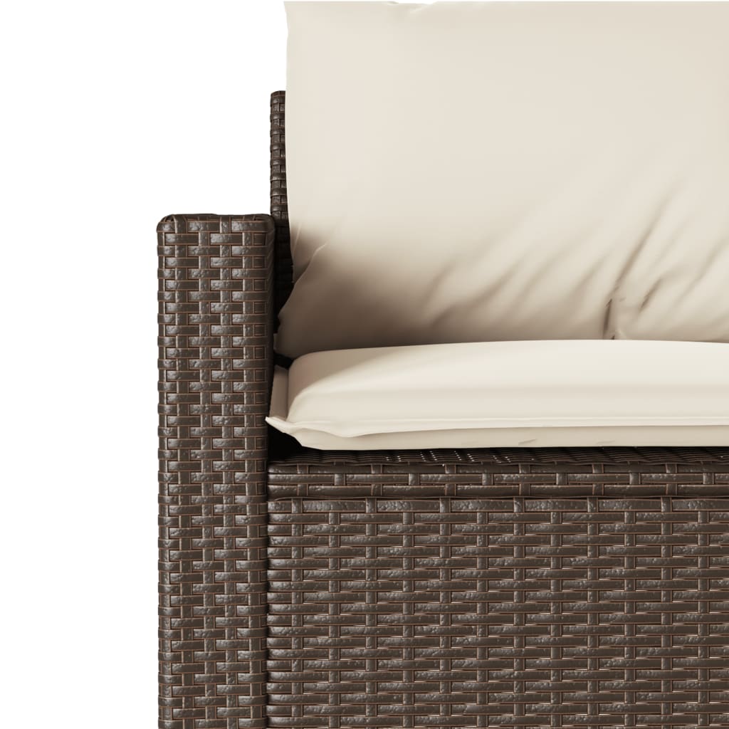 Set mobilier de gradina cu perne, 2 piese, maro, poliratan — imaginea 9