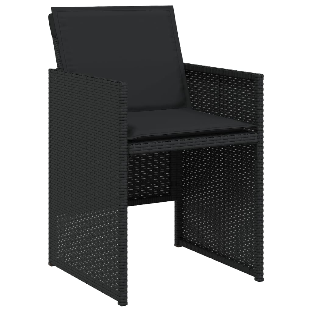 Set mobilier de gradina cu perne, 7 piese, negru, poliratan — imaginea 5