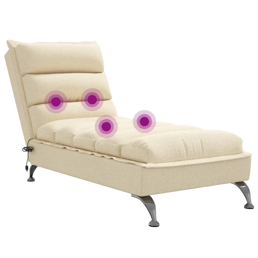 Sezlong de masaj cu perne, crem, material textil — imaginea 7