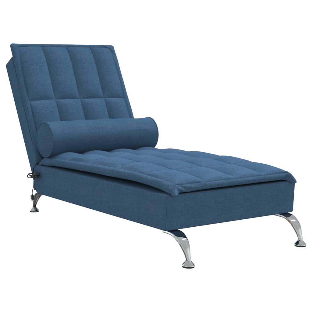 Sezlong de masaj cu sprijin, albastru, material textil