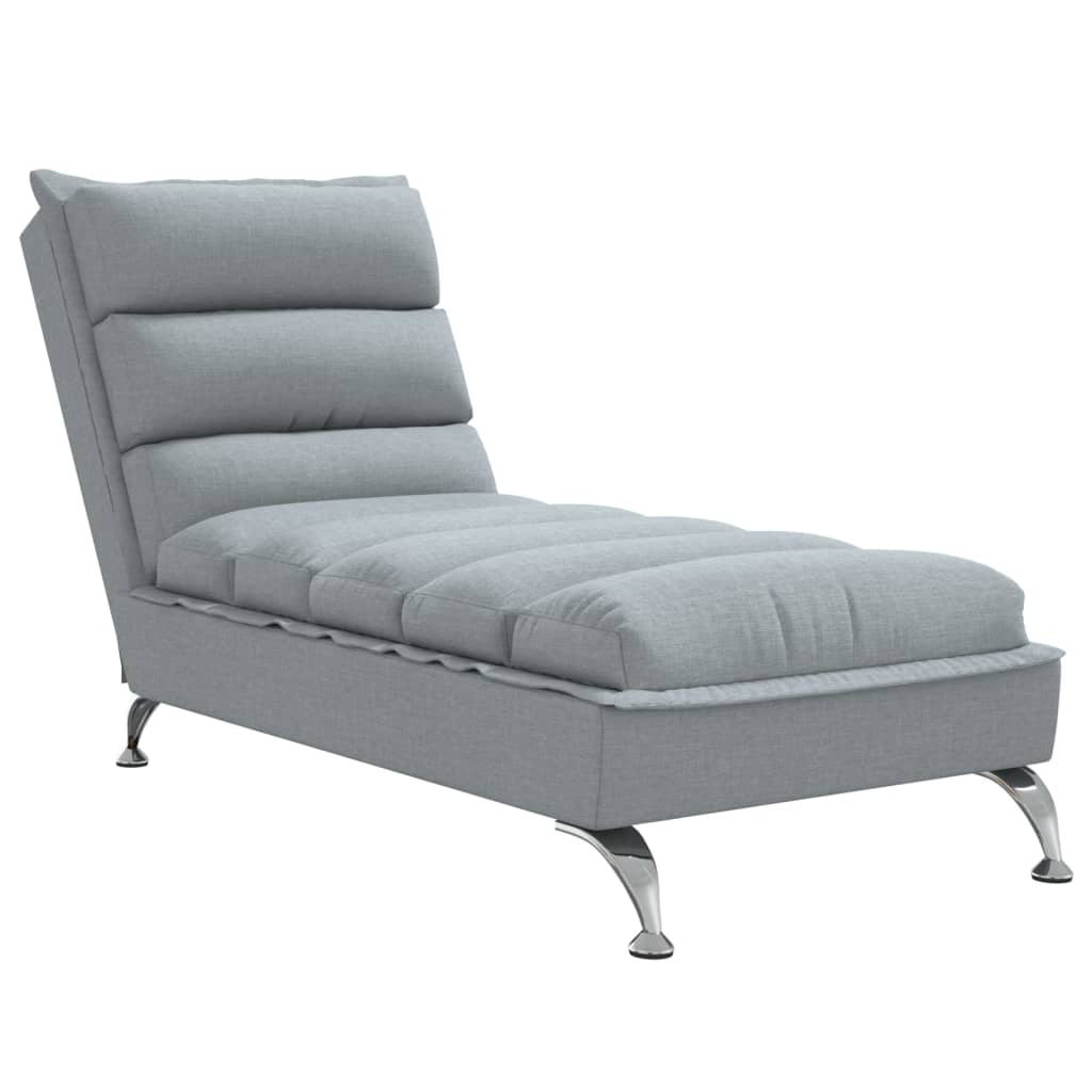 Sezlong cu perne, gri deschis, material textil