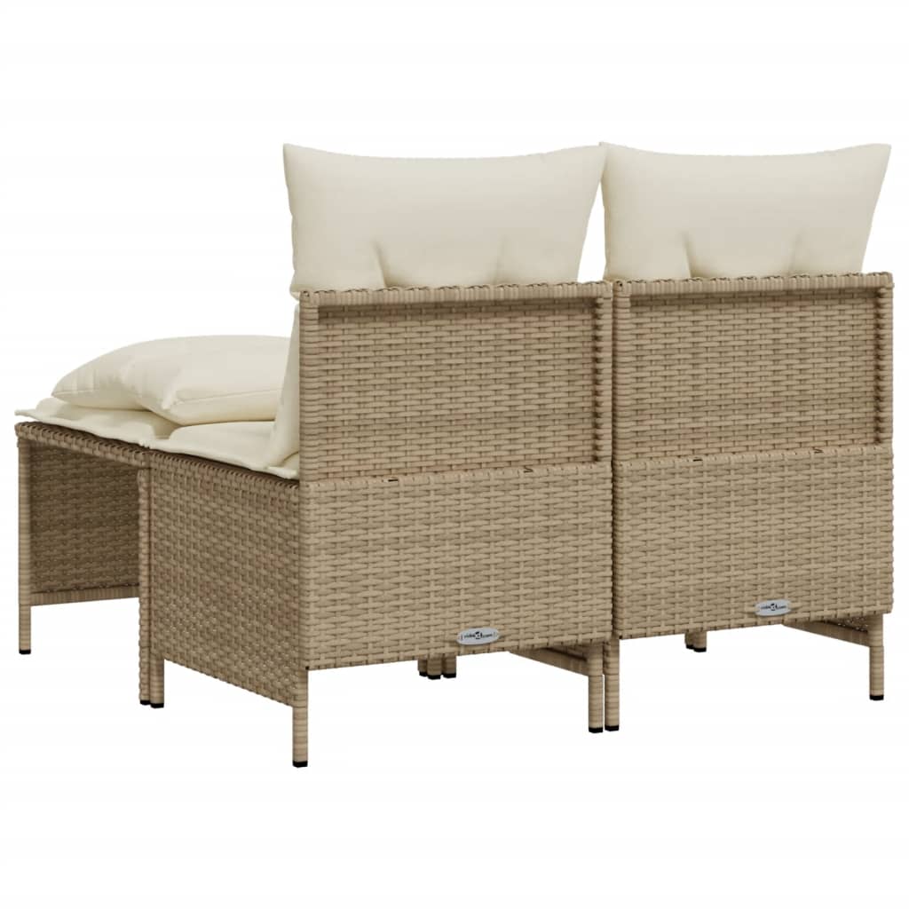 Set canapele de gradina, 4 piese, cu perne, bej, poliratan — imaginea 5