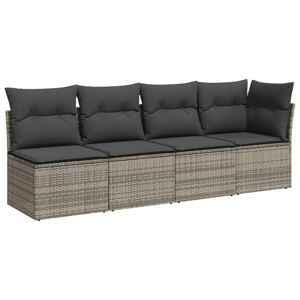 Set canapele de gradina cu perne, 8 piese, gri, poliratan — imaginea 4