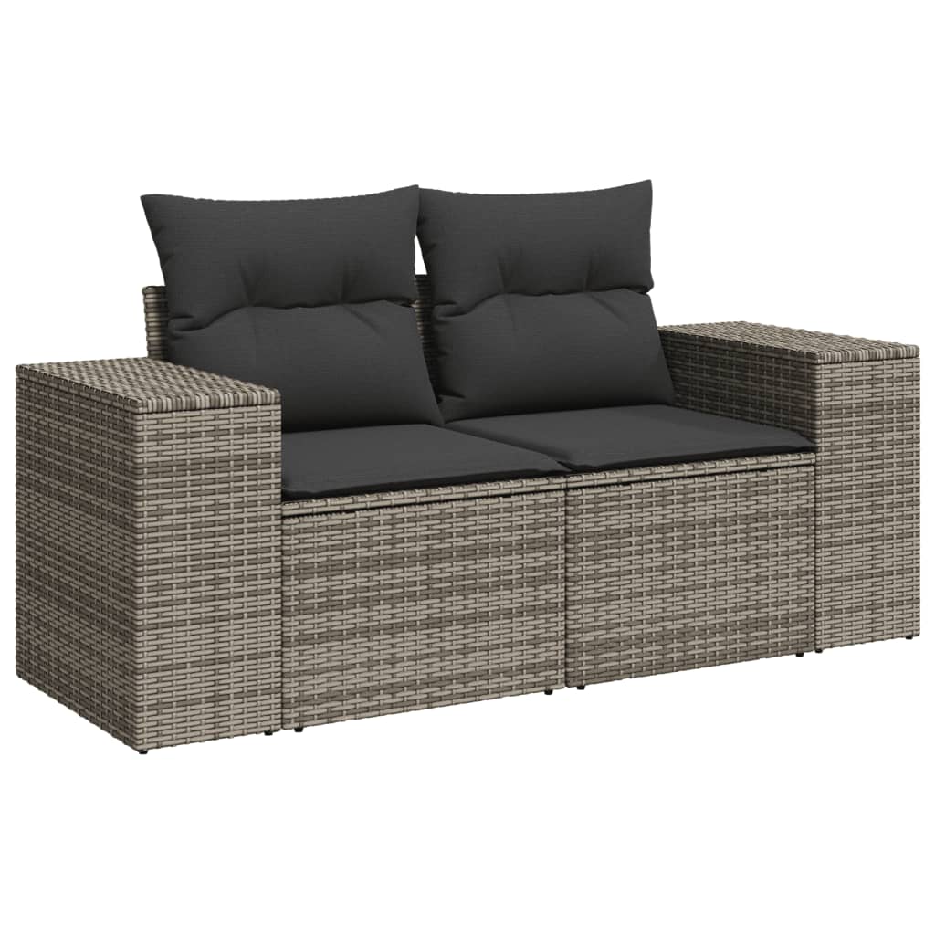 Set canapele de gradina cu perne, 8 piese, gri, poliratan — imaginea 6