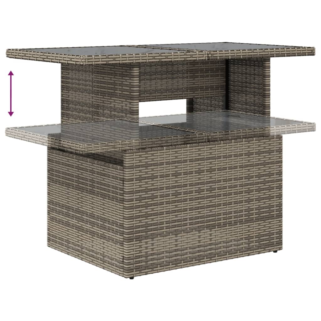 Set mobilier de gradina cu perne, 10 piese, gri, poliratan — imaginea 9