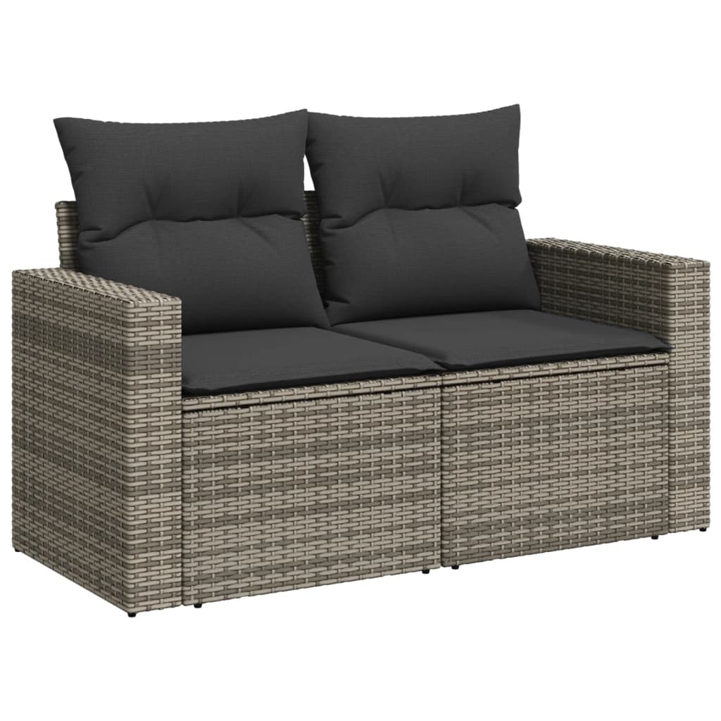 Set canapele de gradina cu perne, 8 piese, gri, poliratan — imaginea 4