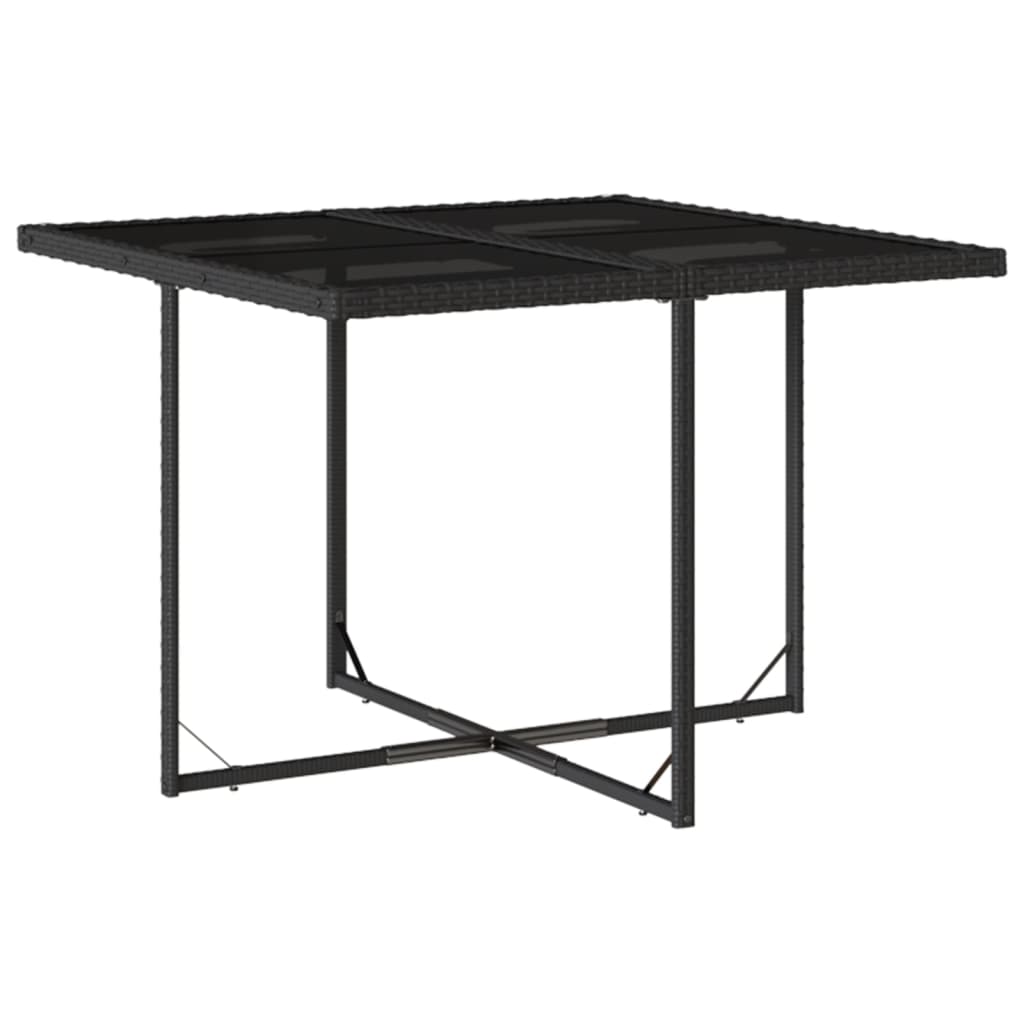 Set mobilier de gradina cu perne, 5 piese, negru, poliratan — imaginea 4