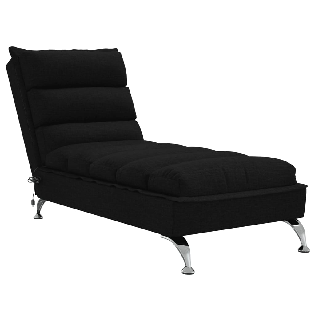 Sezlong de masaj cu perne, negru, material textil